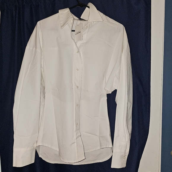 glassworks london Ivory crisp peek back shirt small NWT - Picture 10 of 11